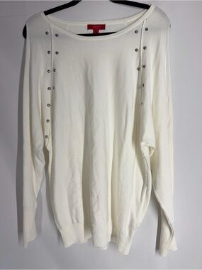 Jennifer Lopez White Knit Boatneck Sweater